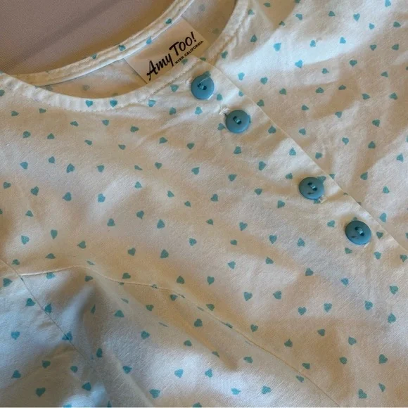 VINTAGE AMY TOO! White and Blue Polka Dot Ruffled Girls Dress 80s 90s Size 12 - Picture 12 of 14